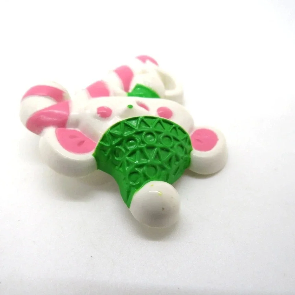 Vintage Avon Christmas Mouse Brooch Pin Candy Cane‎ Green Hat Pink White Holiday